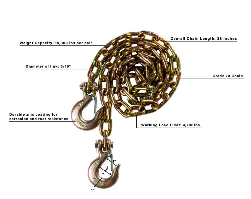 BULLETPROOF medium duty 5/16” safety chains (pair) - North West Steel ...
